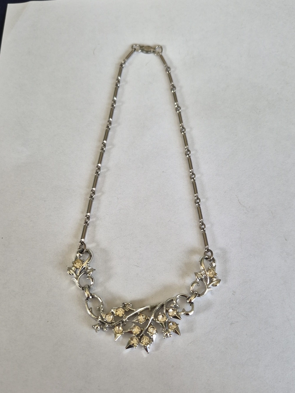 Crystal Cluster Statement Necklace in Silver & Gold Like New